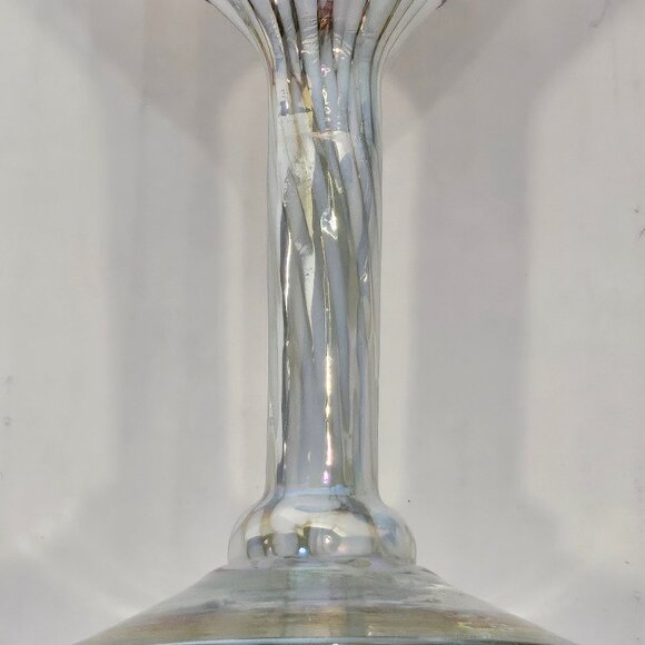 Unique Hand Blown Art Glass 2 Goblets With Chocolate Web Design Over White Base - Picture 6 of 12